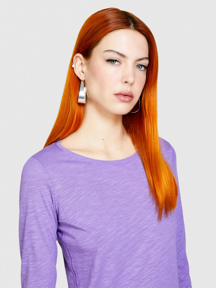 Solid color t-shirt - women's long sleeve t-shirts - Lilac | Sisley image number 5